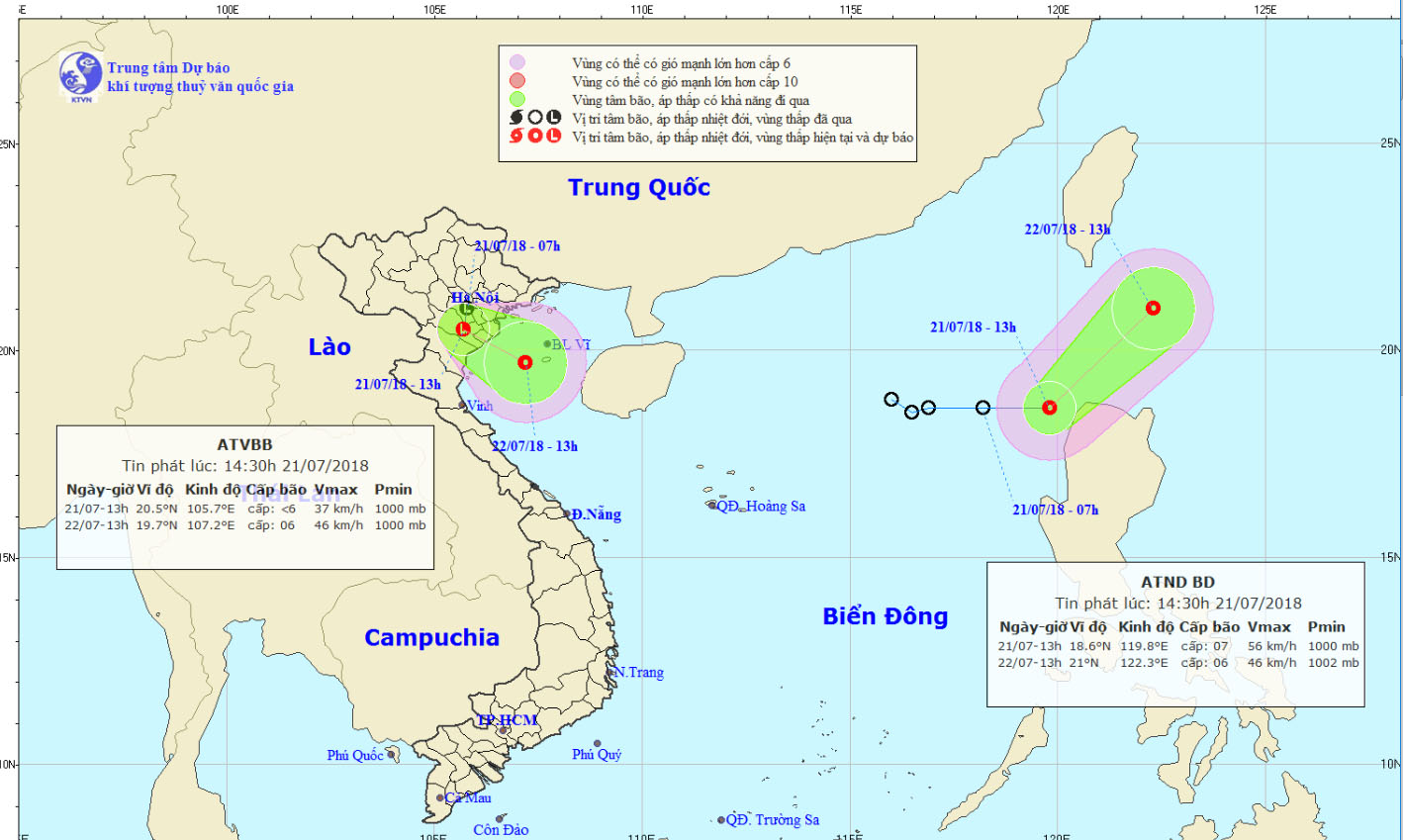 Tin áp thấp nhiệt đới trên khu vực Bắc biển Đông và cảnh báo khả năng xuất hiện áp thấp nhiệt đới trên khu vực Vịnh Bắc bộ
