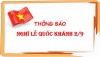 Thông báo lịch nghỉ, trực gác ngày Quốc khánh 02/9/2019