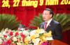 Đồng chí Nguyễn Xuân Ký - Bí thư Tỉnh ủy khoá XIV, Chủ tịch HĐND tỉnh, trình bày Báo cáo Chính trị trình Đại hội Đại biểu Đảng bộ tỉnh lần thứ XV