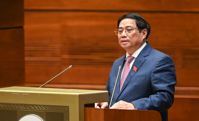 Thủ tướng Chính phủ Phạm Minh Chính trình bày Báo cáo kết quả thực hiện kế hoạch phát triển kinh tế - xã hội năm 2022; dự kiến kế hoạch phát triển kinh tế - xã hội năm 2023.
