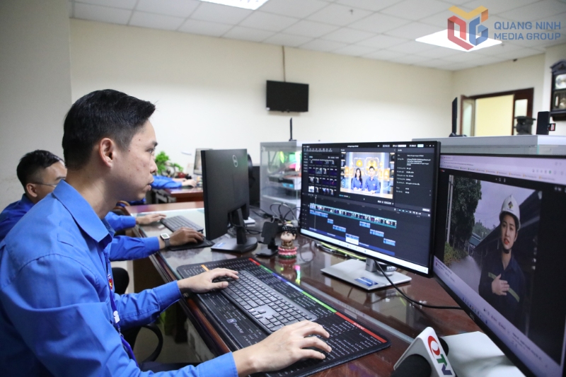 Đoàn viên, thanh niên Công ty Than Thống Nhất ứng dụng AI trong hoạt động tuyên truyền, đảm bảo an toàn lao động và sản xuất.
