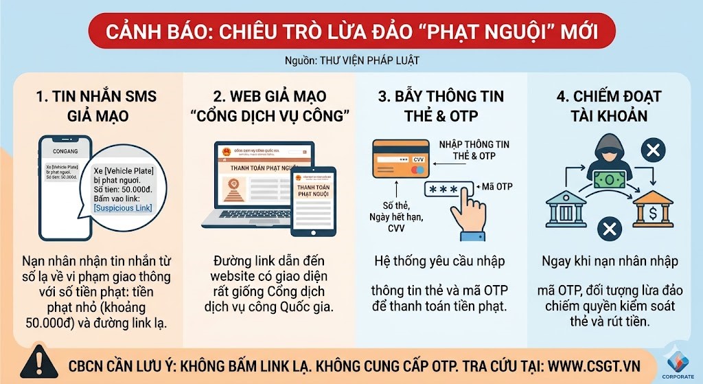 Cảnh báo chiêu trò làm giả thông báo “phạt nguội” để chiếm đoạt tài khoản ngân hàng